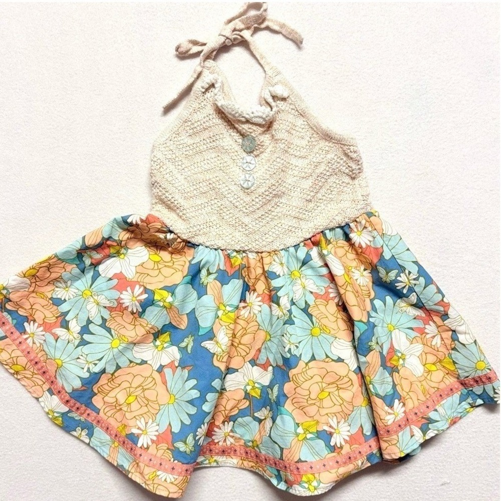 Wildflowers Boho Knit Floral Halter Tank Top, Girls Size 6